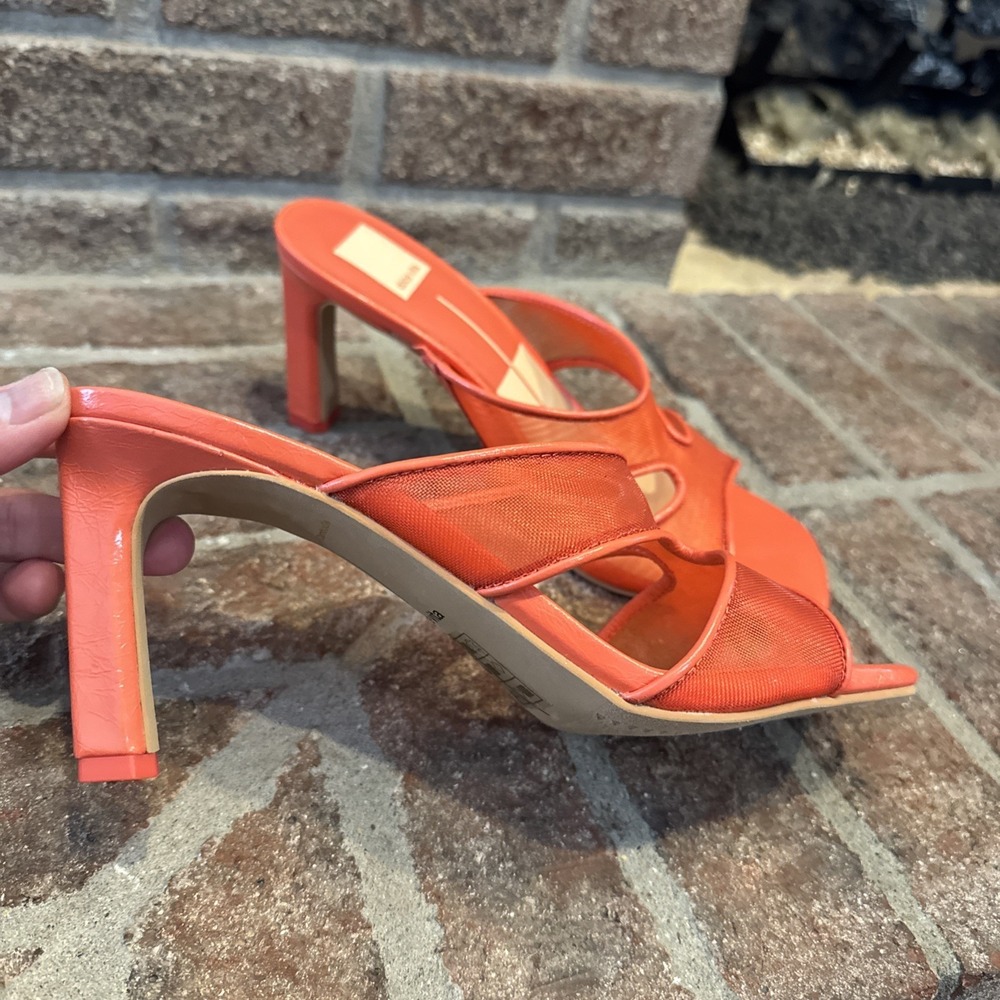 Dolce Vita Womens Sandals Orange Mesh Open-Toe Slide Square Toe Size 7.5 #226 - Picture 2 of 16